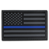 T90 - Tactical Patch - Thin Blue Line USA Flag - Rubber (3"x2") - Black