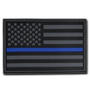 T90 - Tactical Patch - Thin Blue Line USA Flag - Rubber (3"x2") - Black