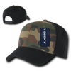 Camo Curved Bill Baseball Cap - Black/Woodland Camouflage/Black