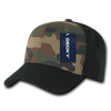 Camo Curved Bill Baseball Cap - Black/Woodland Camouflage/Black