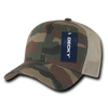 Cotton Curved Billl  Trucker Cap - Woodland Camouflage/Woodland Camouflage/Khaki