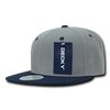 Two-Tone Flat Bill Snapback Cap - Grey/Navy Blue