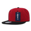 Two-Tone Flat Bill Snapback Cap - Red/Black