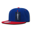 Two-Tone Flat Bill Snapback Cap - Royal/Red