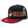 S005 - Marines Cap Flat Bill Snap Back - Black/Red