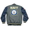 23268 - Navy Varsity Jacket With Navy Logo - GLOBAL FORCE - Gray/Navy