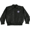 05042 - Navy Leather Bomber Jacket With Navy Logo