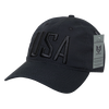 S73 - USA Text Cap - Relaxed Cotton Ripstop - Black