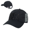 S73 - USA Text Cap - Relaxed Cotton Ripstop - Black