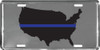 LTBLUSA - Thin Blue Line USA Map License Plate - Made in USA