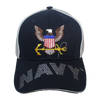 34967 - Piped Embroidered U.S. Navy Cap Sandwich Bill - Navy/Gray