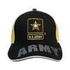 34943 - Piped Embroidered U.S. Army Cap Sandwich Bill - Black/Gold