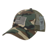 A13 - USA Flag Cap - Ripstop Cotton Trucker Mesh - Woodland Camo