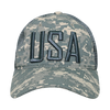 A13 - USA Cap 3-D Text - Ripstop Cotton Trucker Mesh - ACU Camo