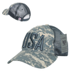 A13 - USA Cap 3-D Text - Ripstop Cotton Trucker Mesh - ACU Camo