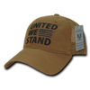 A05 - United We Stand USA Flag Cap - Relaxed Cotton & Trucker Mesh - Coyote