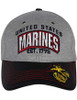 U.S. Marines Cap - Jersey Knit/Faux Leather Bill - Grey/Black