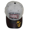 U.S. Marines Cap - Jersey Knit/Faux Leather Bill - Grey/Black