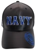 U.S. Navy Cap - Faux Leather - Black