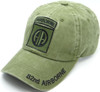 82nd Airborne Cap Subdued Insignia - Cotton Washed OD Green