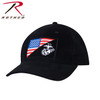 Rothco 4373 USMC Cap Eagle Globe And Anchor/US Flag Low Profile Cotton Black