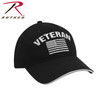 Rothco 5782 Veteran Cap USA Flag Low Profile Cotton Black