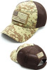 USA Flag Patch Cap - Soft Jersey Air Mesh - Desert Digital Camo/Brown