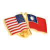 Gold Plated USA Taiwan Crossed Flag Lapel Pin - 1-1/8" x 1/2"