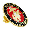 Gold Plated Circle U.S. Marines Veteran Lapel Pin - 1-1/2" Diameter
