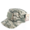 Military Style Flat Top Cadet Patrol Cap  - USA Flag Patch - ACU Digital Camo