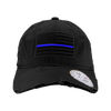 A18 - Vintage Thin Blue Line Cap - Distressed Cotton - Relaxed Fit - Black