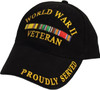 CP00595 - World War II Veteran Cap - Proudly Served - Black