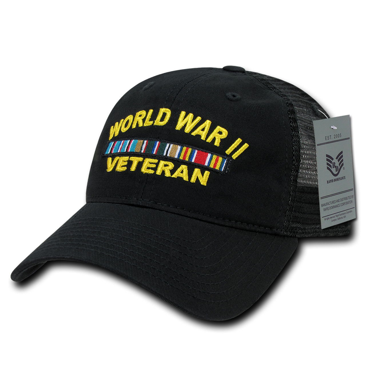 S79 - World War II Veteran Cap - Relaxed Trucker - Black