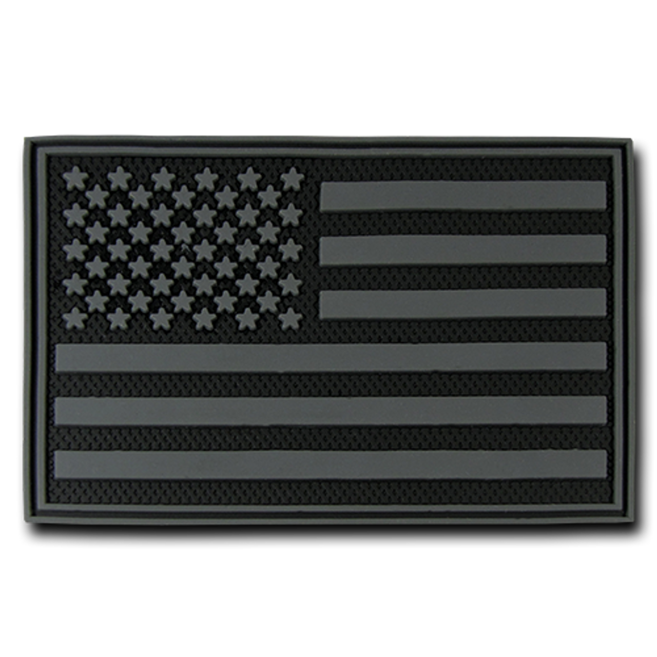 T90 - Tactical Patch - USA Flag - Rubber (3x2) - Subdued Black