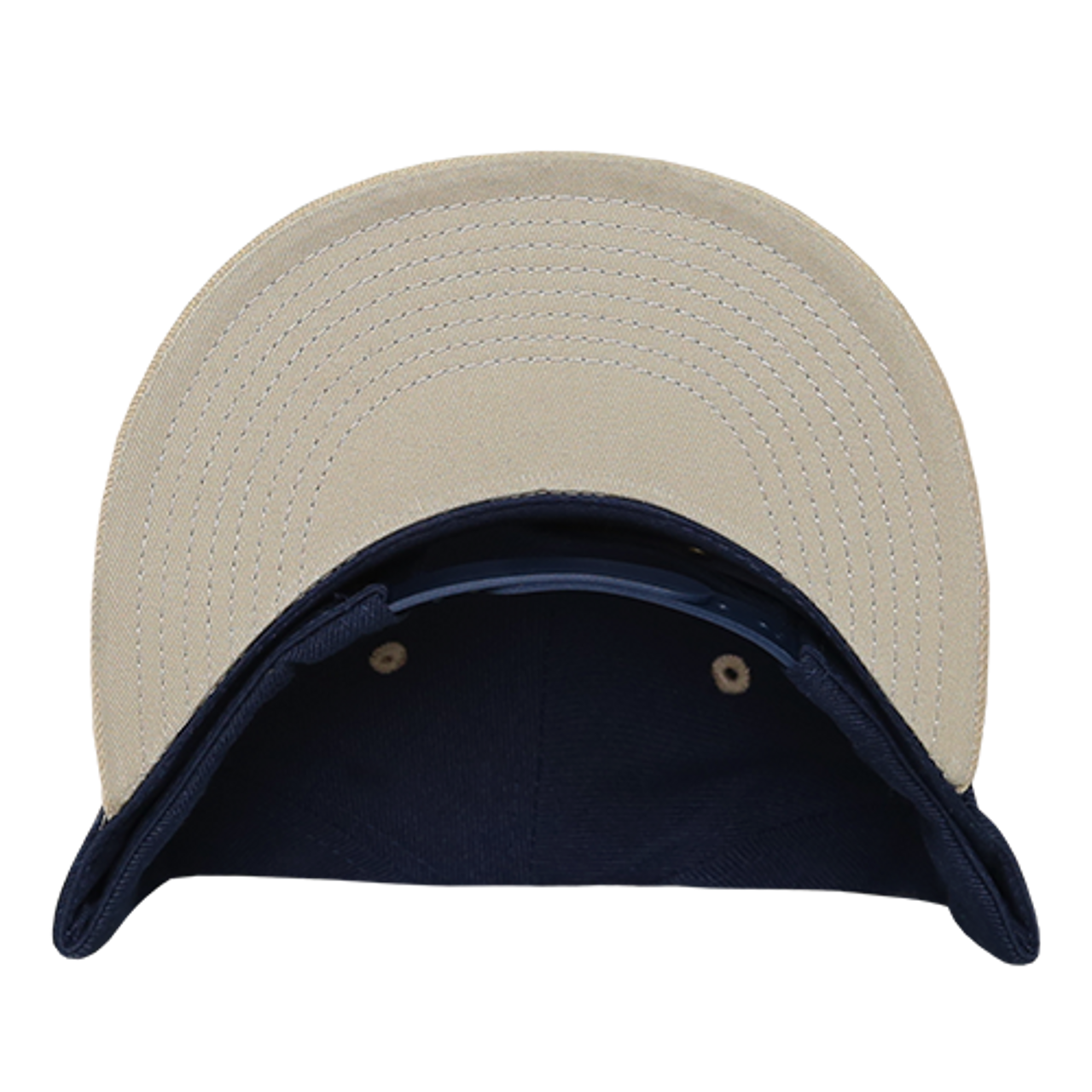Two-Tone Flat Bill Snapback Cap - Navy Blue/Gold