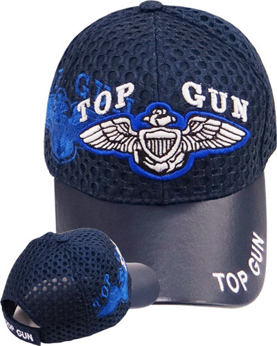 Top Gun Cap Air Mesh Faux Leather Bill Navy