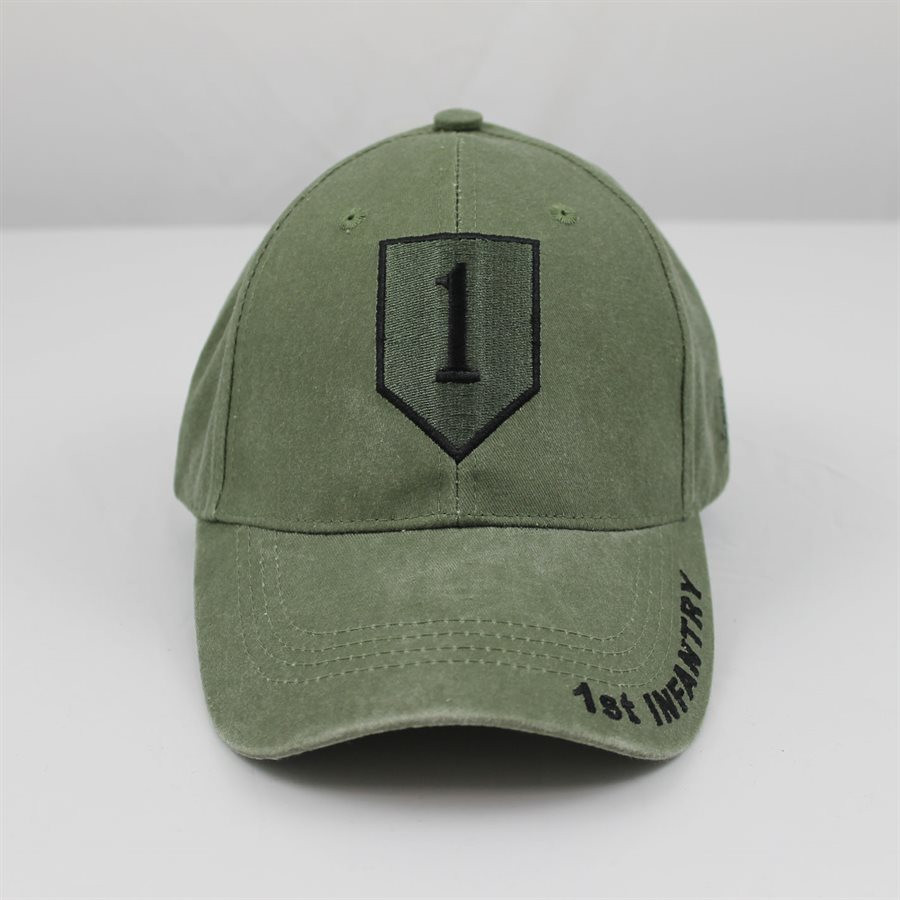 Casquette Officielle U.S. Army 1st Infantry - Olive Terne, 100% Coton, Réglable, Neuve