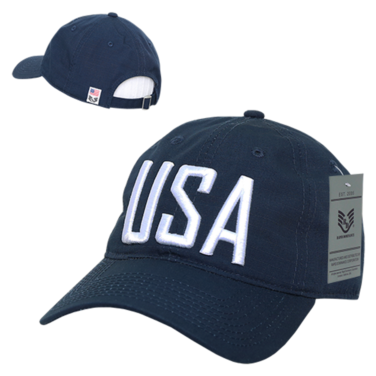 ● s/e/o ● US CAP S73 - USA Text Cap - Relaxed Cotton Ripstop - Dark Blue
