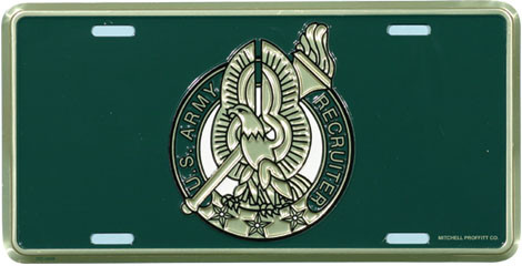 LA42 - Army Recruiter Badge License Plate - Made in USA - Green
