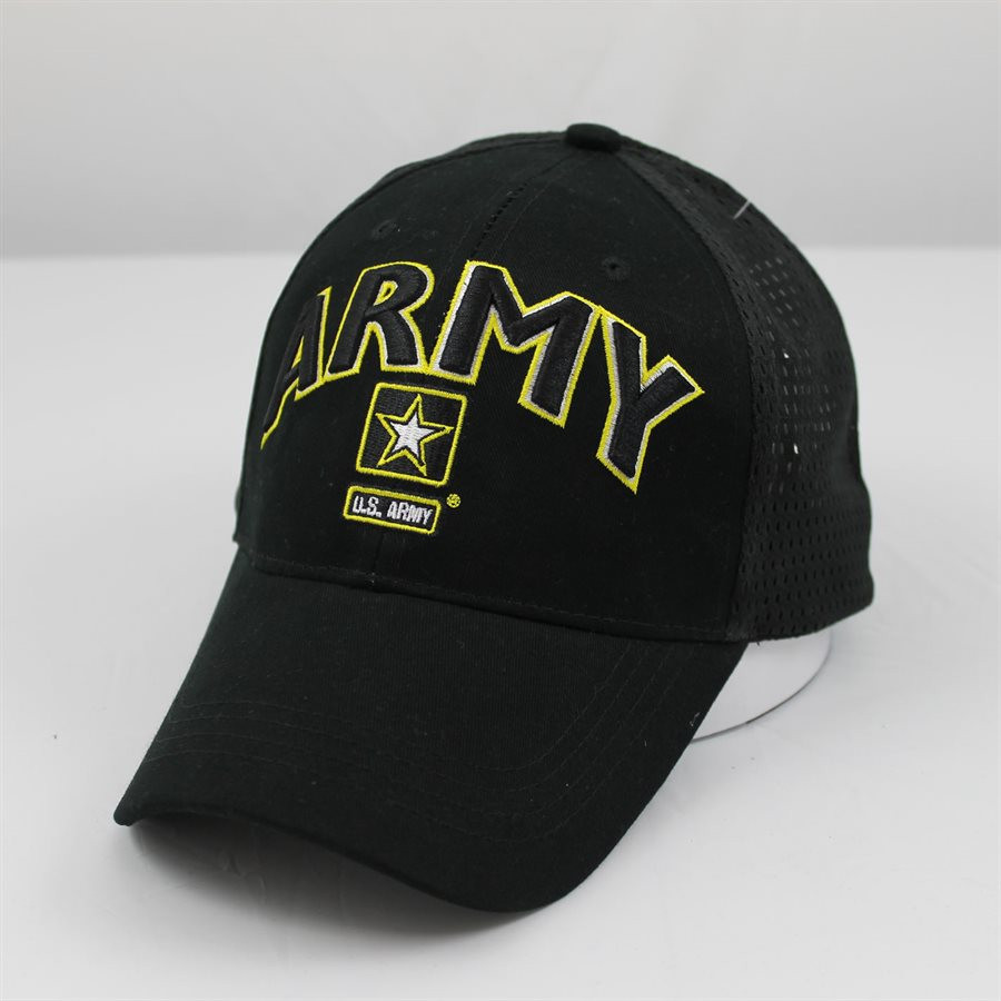 6839 - U.S. Army Cap - Cotton Air Mesh - Black - U.S. MILITARY HATS