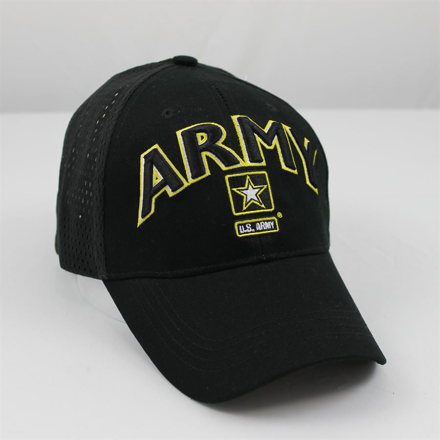 6839 - U.S. Army Cap - Cotton Air Mesh - Black - U.S. MILITARY HATS