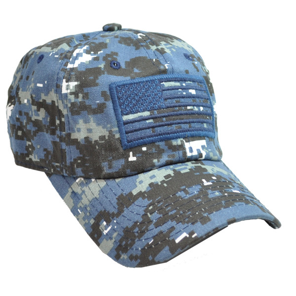帽子 USA Flag Camo Cap Made in USA USA Flag Cap Subdued Patch - Cotton - Blue Digital Camo - U.S.