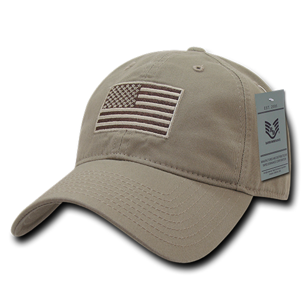 A03 - Tactical Operator Cap - Subdued US Flag - Khaki - Relaxed