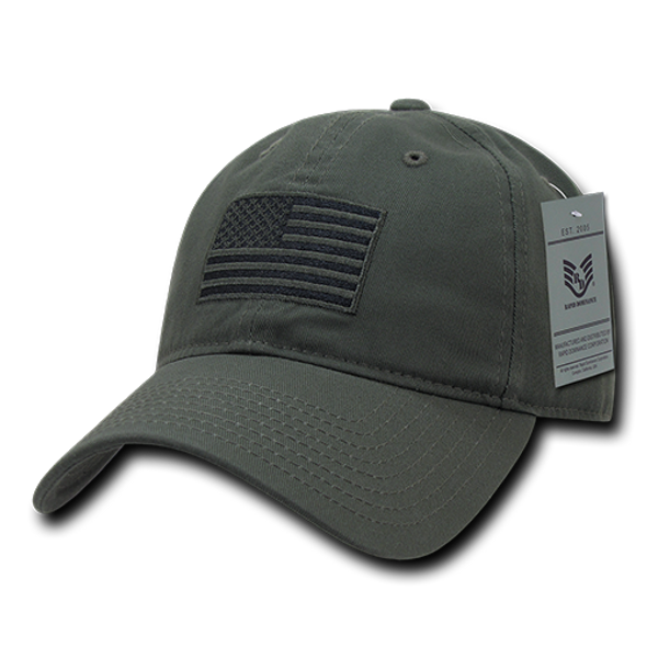 A03 - Tactical Cap Relaxed Cotton US Flag Olive