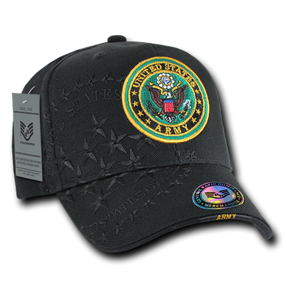 S007 - Shadow Military Cap - U.S. Army - Black