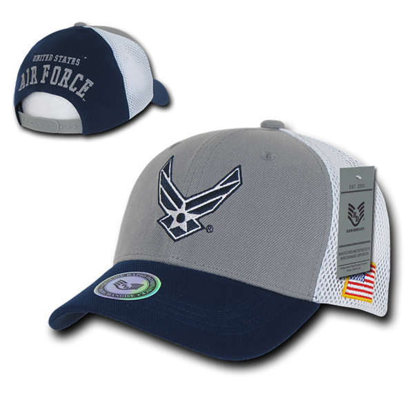 S010 - Military Hat - US Air Force Wings Cap - Air Mesh Cotton - Blue/Gray
