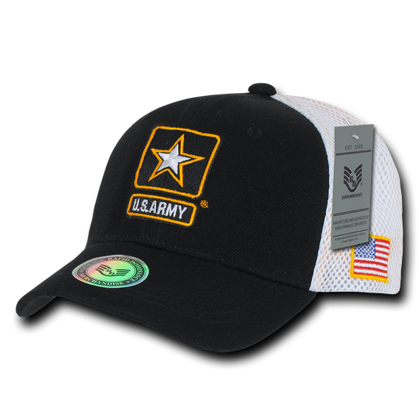 S010 - Military Hat - US Army Cap - Mesh Cotton - Black/Gold