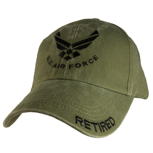 6370 - U.S. Air Force Retired Cap - Wings Logo - Cotton - OD Green
