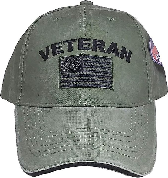6397 - Veteran USA Flag Cap - Cotton - OD Green