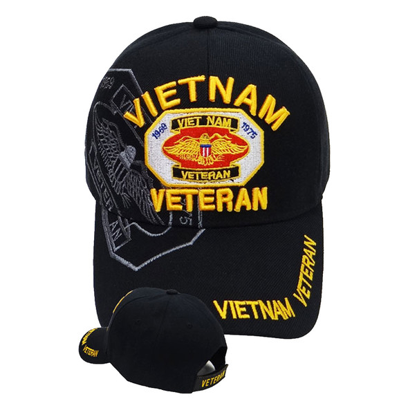 Vietnam Veteran Shield Shadow Cap - Black